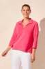 Techno Lux Johnny Collar Polo Top-Beetroot sold by Tribal