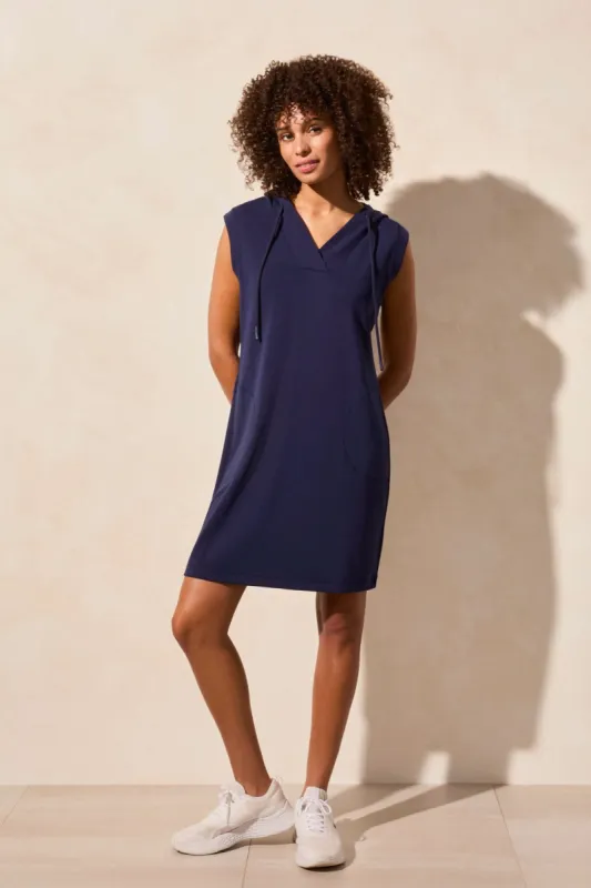 Techno Lux Sleeveless Hooded Dress With Pockets-Jet Blue sold by Tribal