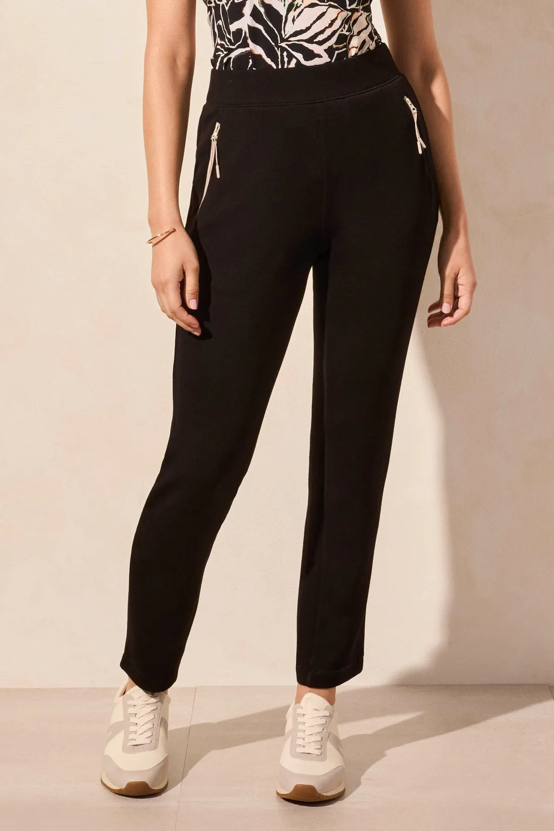 Techno Lux Contrast Trim Pull-On Ankle Pants-Black sold by Tribal product image thumbnail 2