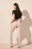Techno Lux Contrast Trim Pull-On Ankle Pants-Sanddune sold by Tribal