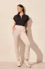 Techno Lux Contrast Trim Pull-On Ankle Pants-Sanddune sold by Tribal