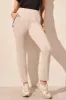 Techno Lux Contrast Trim Pull-On Ankle Pants-Sanddune sold by Tribal