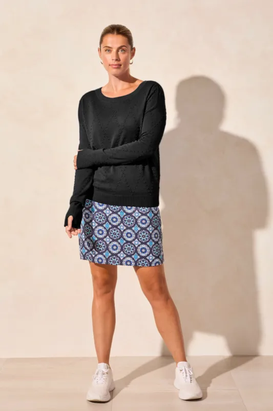 Long Sleeve Crew Neck Sweater With Thumb Holes-Black sold by Tribal