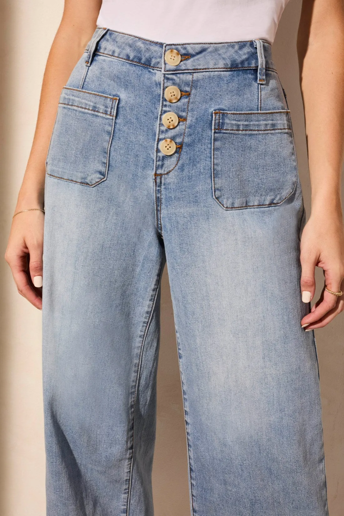 Audrey Comfort Stretch Wide Leg Crop Jeans-Sandedblue sold by Tribal product image thumbnail 3