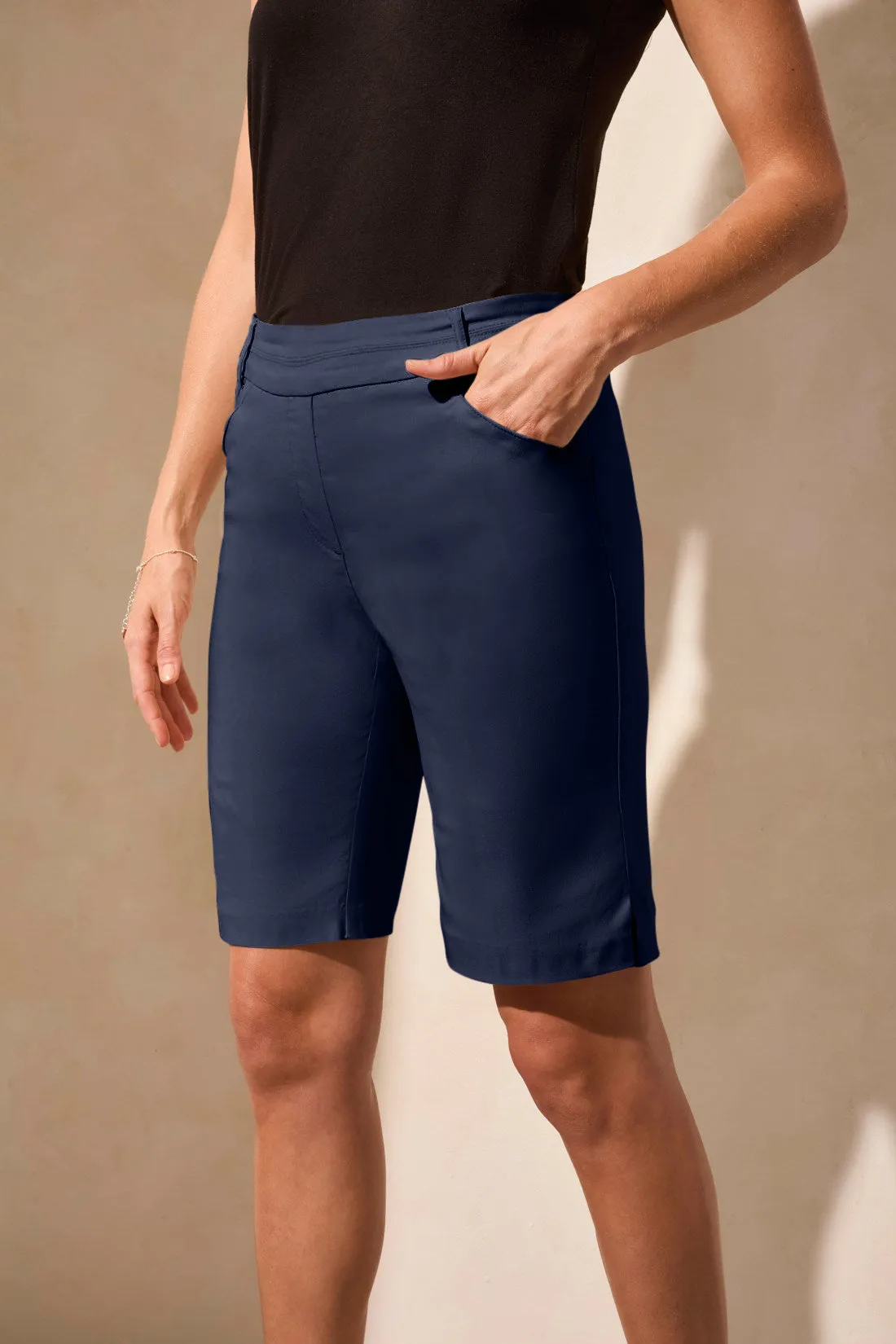 Flatten It® Pull-On Slit-Accent Short-Jet Blue sold by Tribal product image thumbnail 4