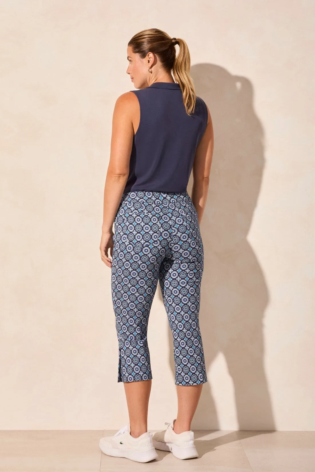 Printed Bengaline Pull-On Capri With Button Vent-Riviera sold by Tribal product image thumbnail 4