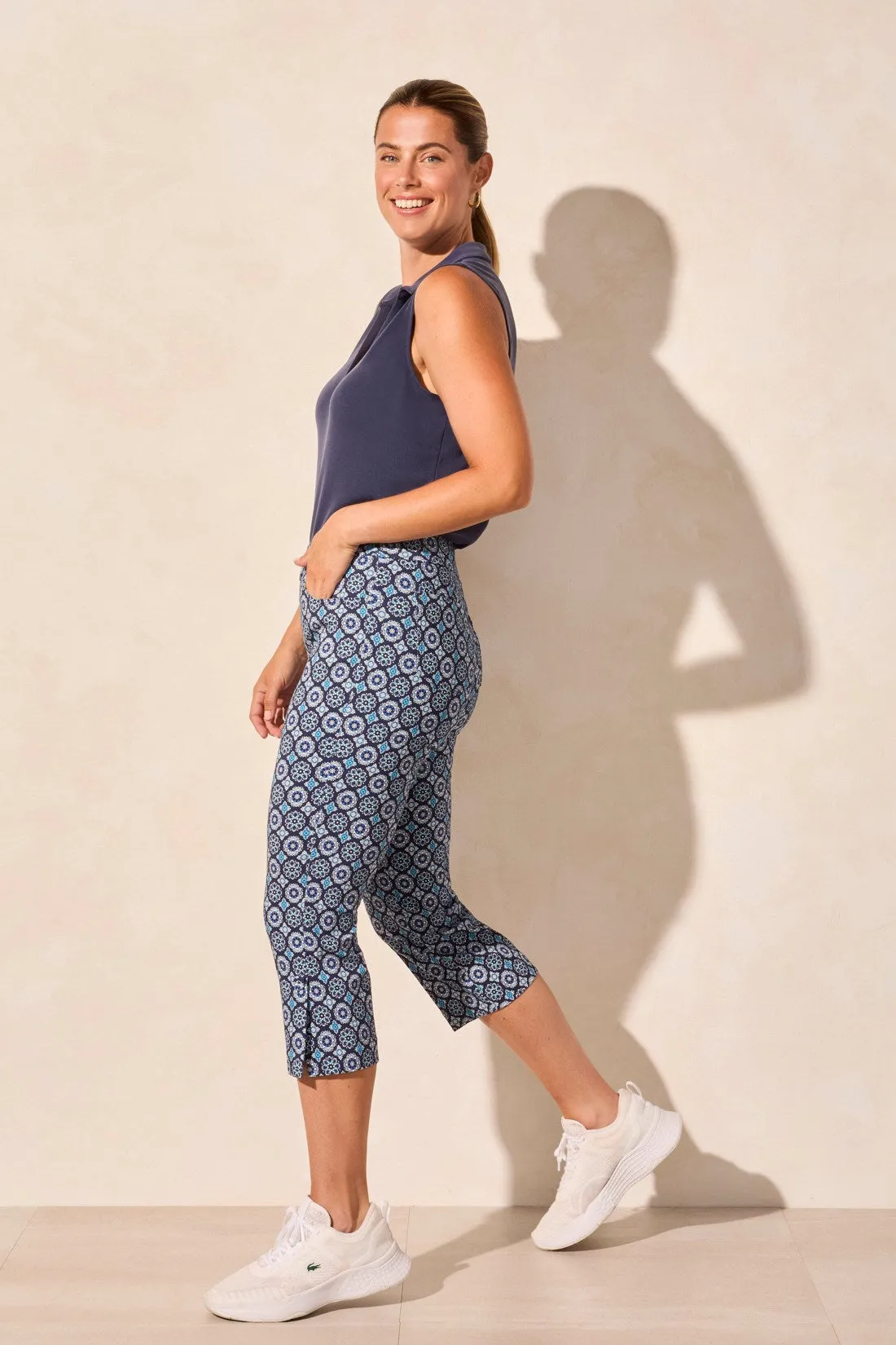 Printed Bengaline Pull-On Capri With Button Vent-Riviera sold by Tribal product image thumbnail 2