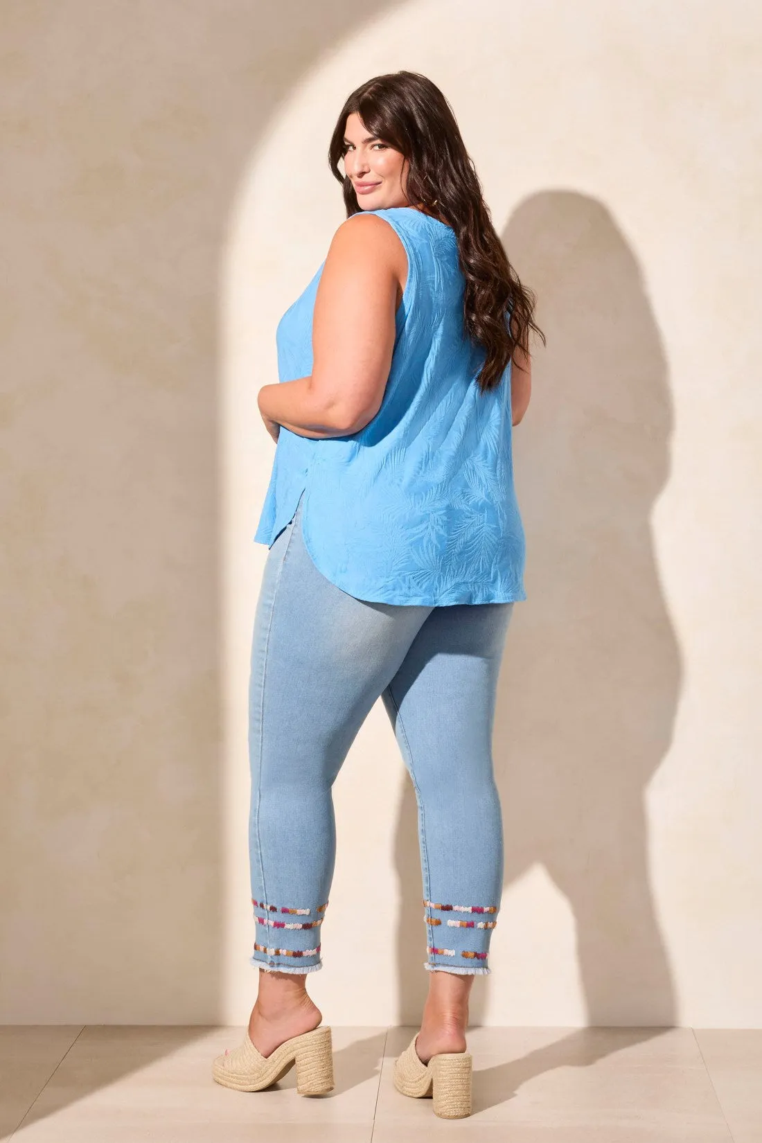 Foliage Jacquard Knit V-Neck Tank-Deep Sea sold by Tribal product image thumbnail 4