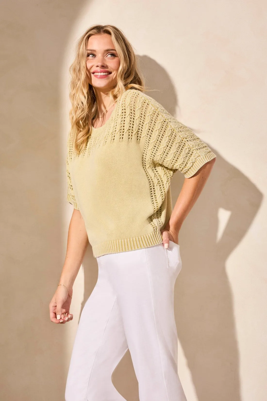 Special Wash Fancy Stitch Short Sleeve Sweater-Starfruit sold by Tribal product image thumbnail 2