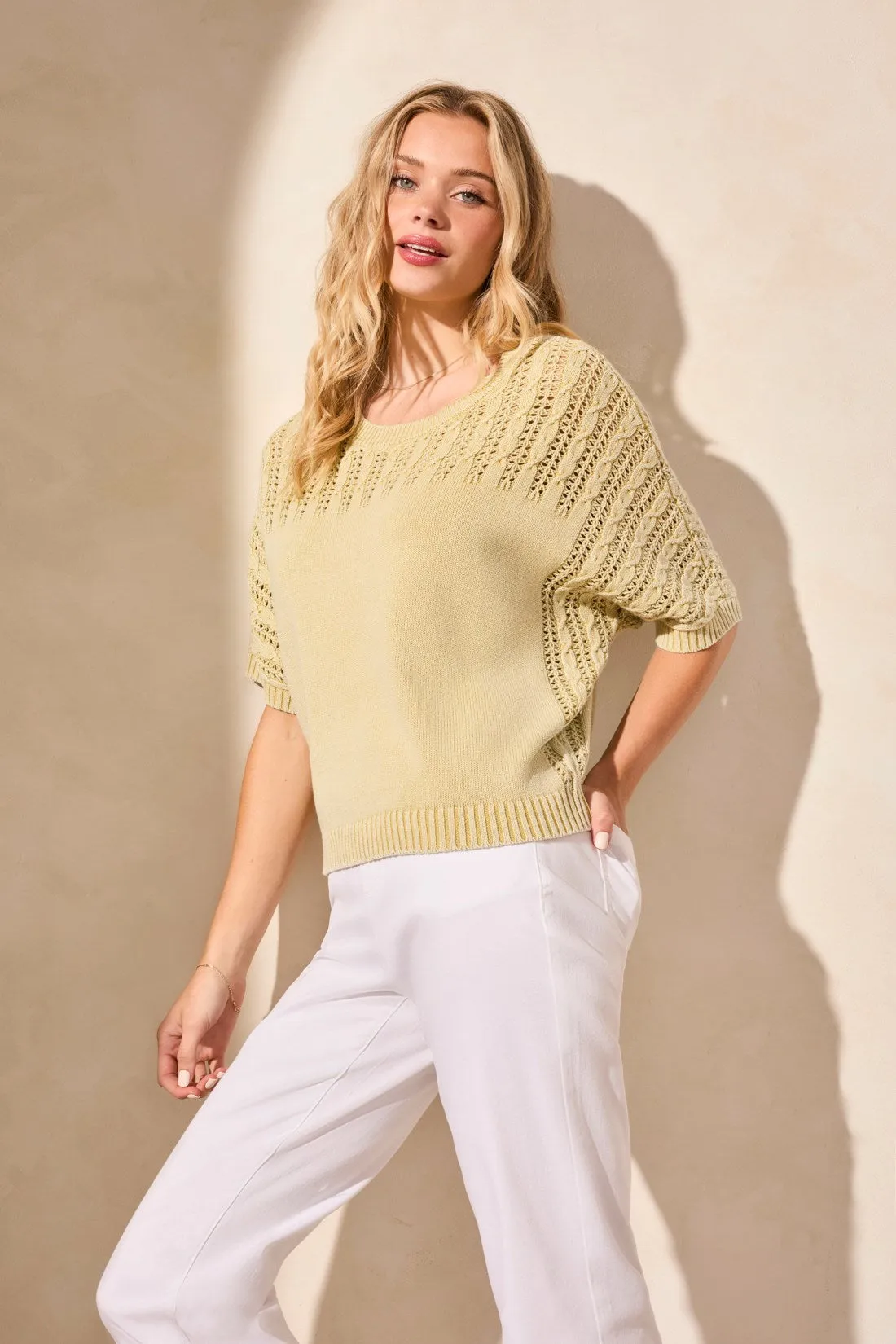 Special Wash Fancy Stitch Short Sleeve Sweater-Starfruit sold by Tribal product image thumbnail 3