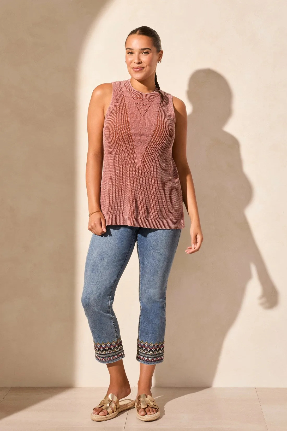 Special Wash Sleeveless Crewneck Tunic-Terracotta sold by Tribal