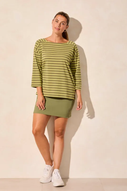 Stripe Jersey Boat Neck Top-Loden sold by Tribal
