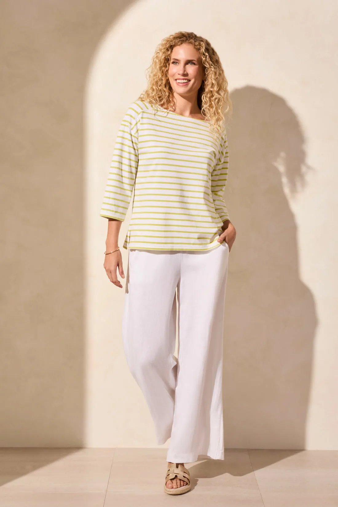 Stripe Jersey Boat Neck Top-Avocado sold by Tribal product image thumbnail 3