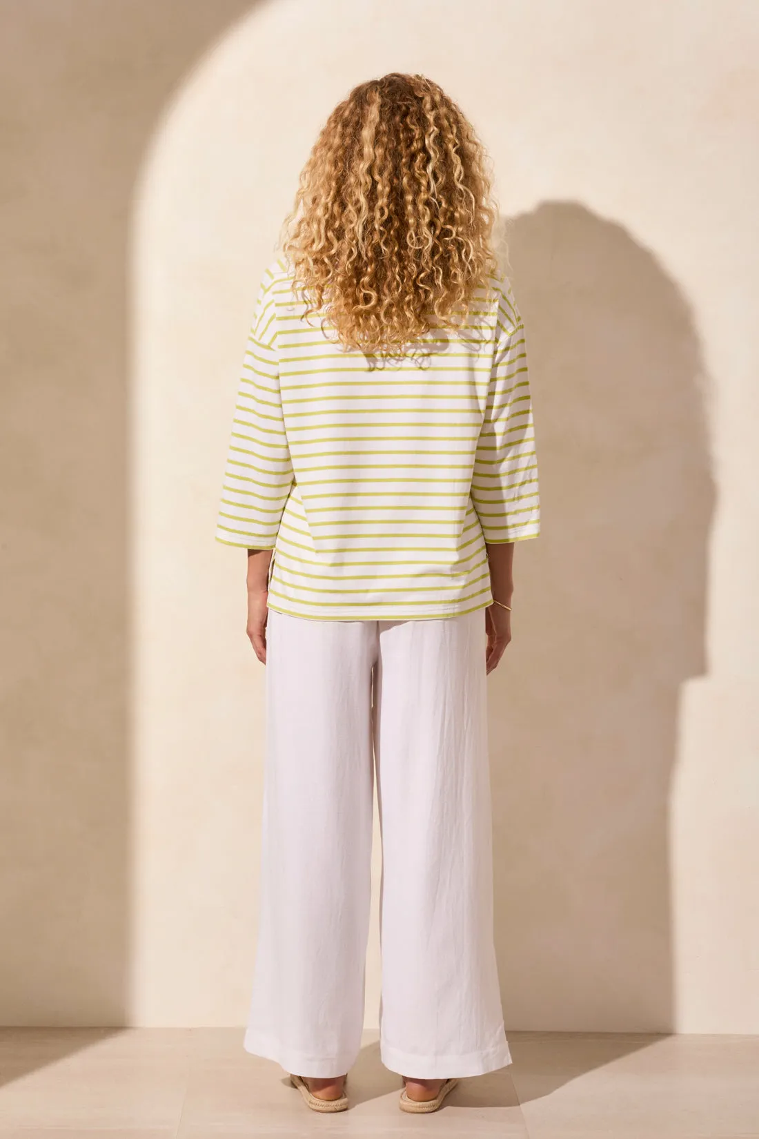 Stripe Jersey Boat Neck Top-Avocado sold by Tribal product image thumbnail 4