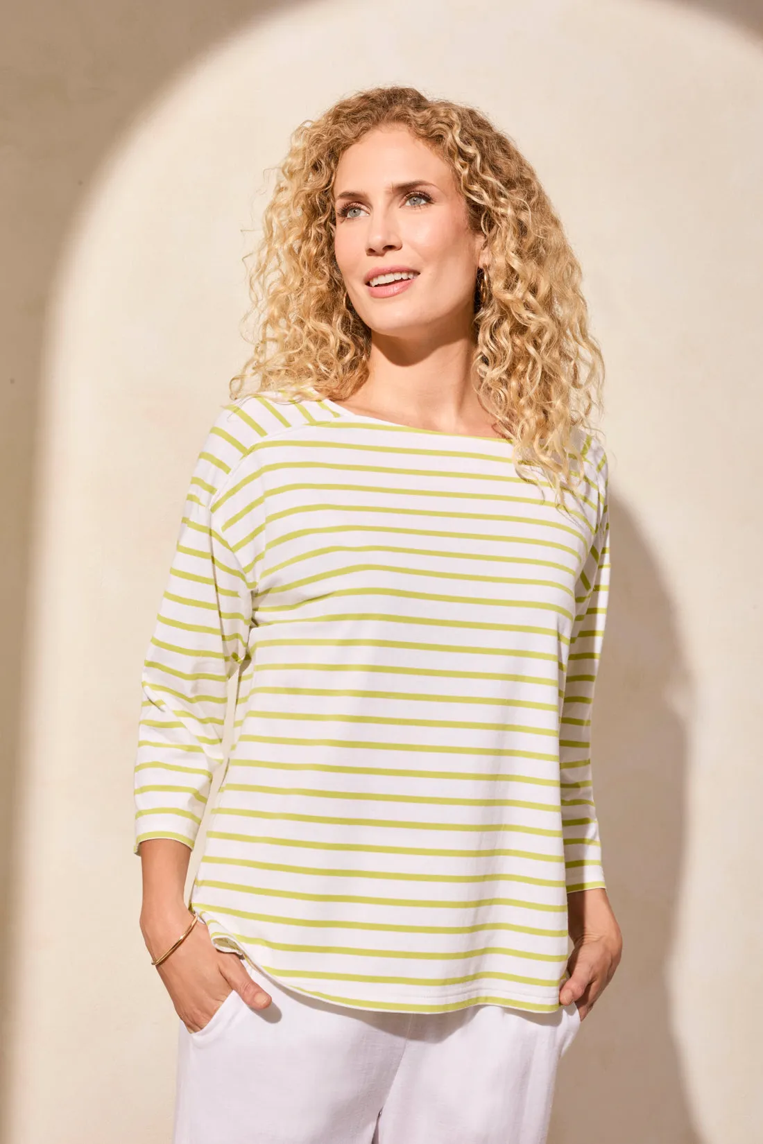 Stripe Jersey Boat Neck Top-Avocado sold by Tribal product image thumbnail 2