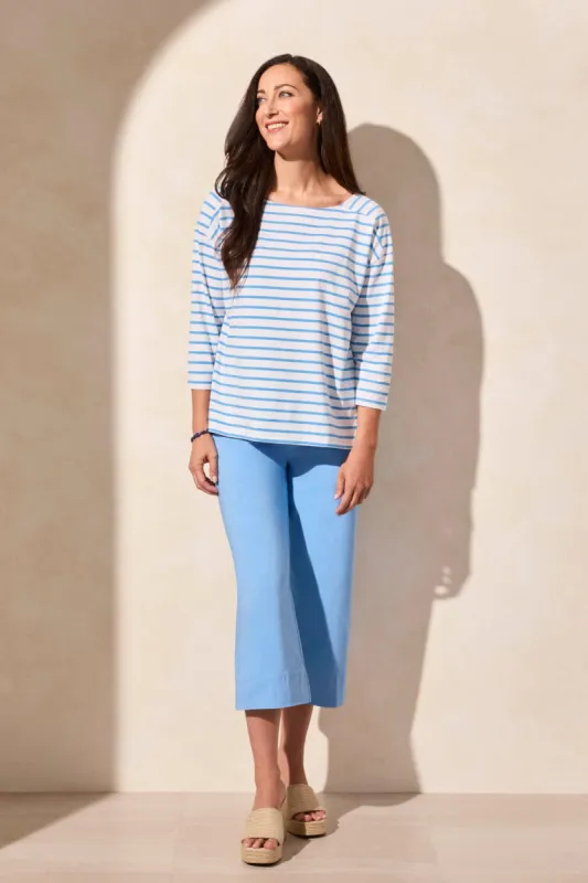 Stripe Jersey Boat Neck Top-Deep Sea sold by Tribal