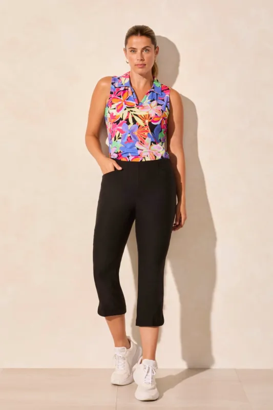 Flatten It® Pull-On Slit-Hem Capri-Black sold by Tribal