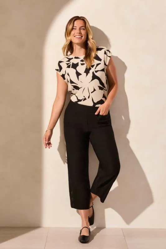 Flatten It® Pull-On Capri With Eyelets-Black sold by Tribal