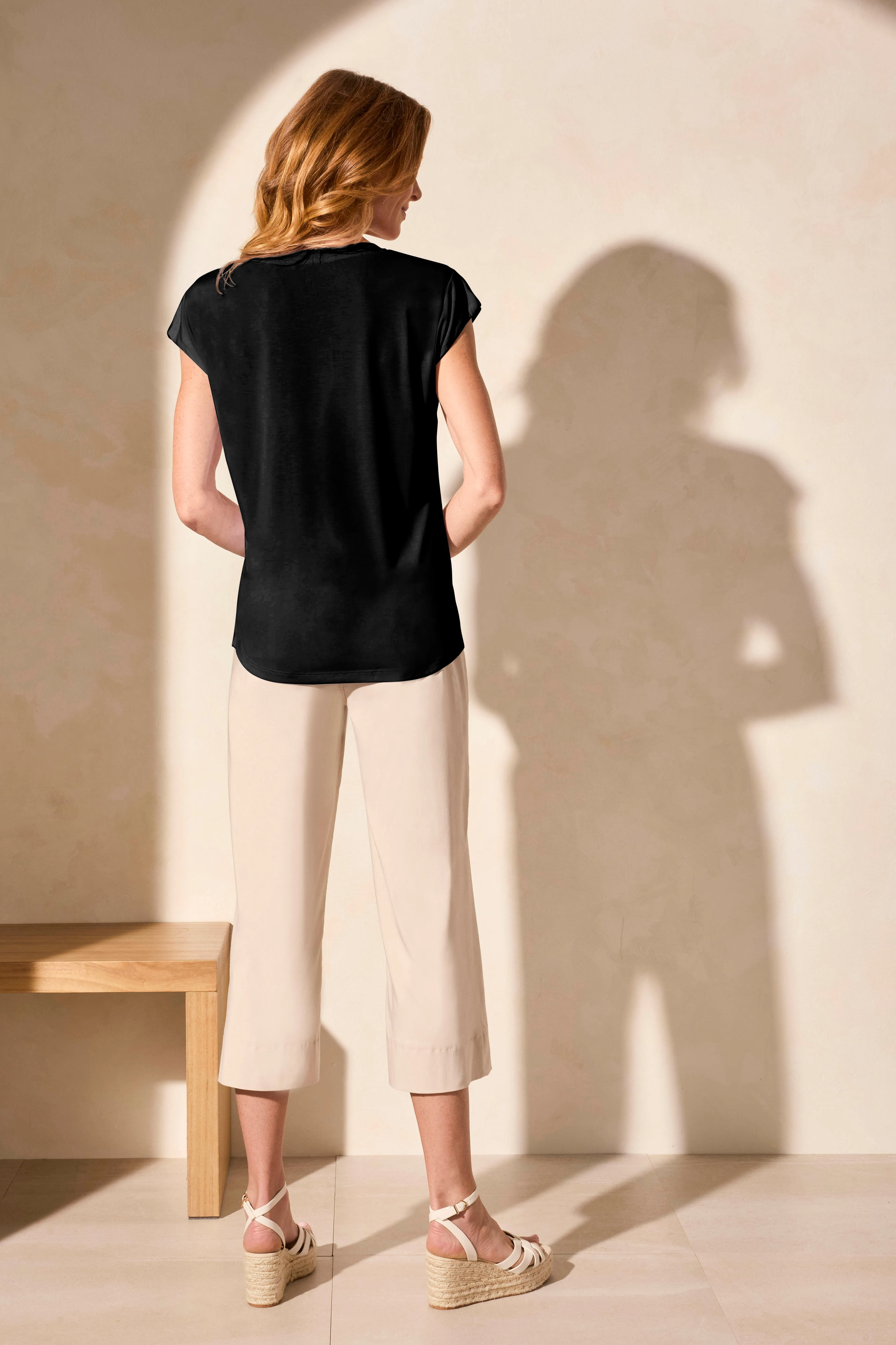 Cap Sleeve V-Neck Top-Black sold by Tribal product image thumbnail 4