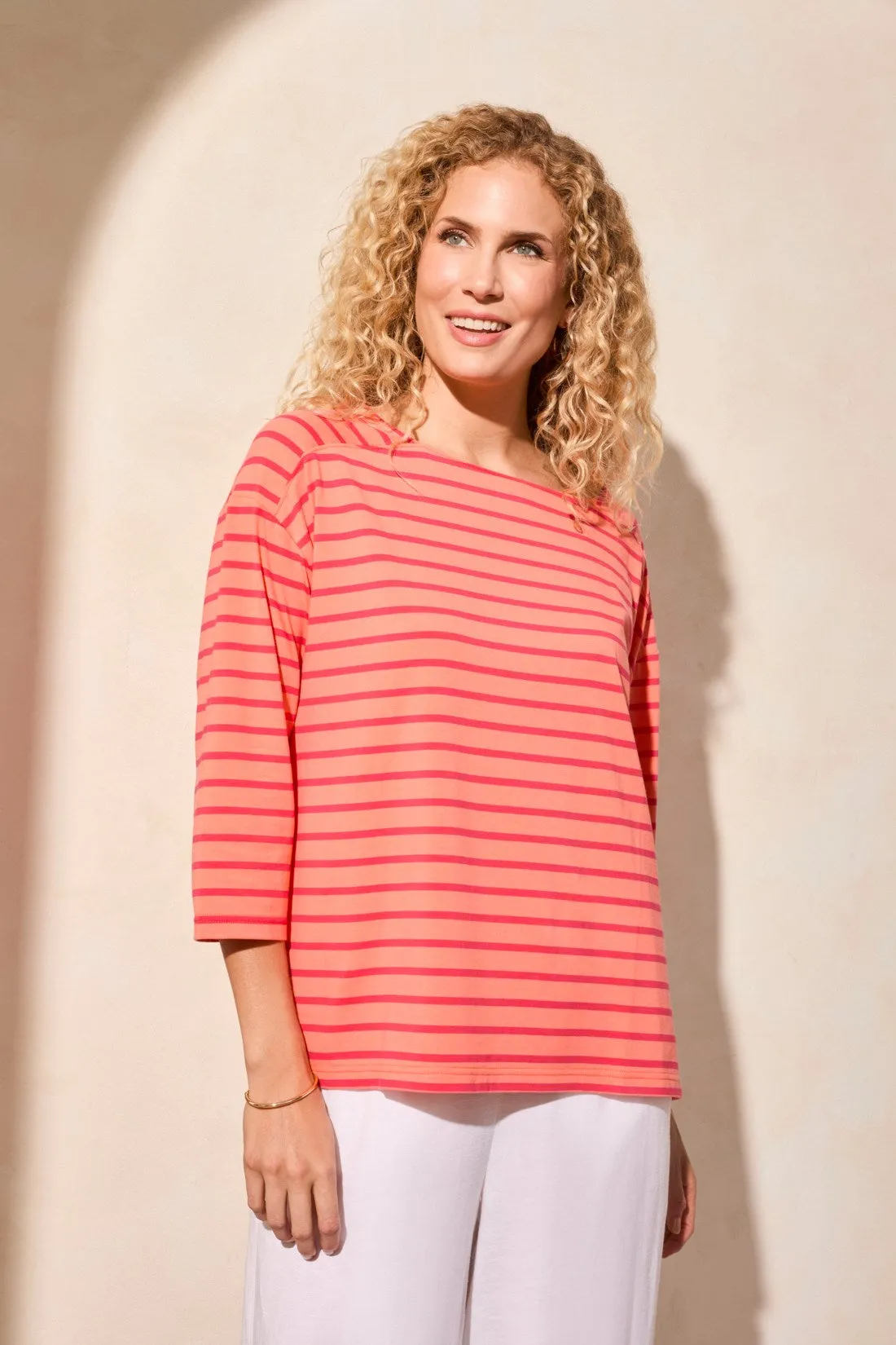 Stripe Jersey Boat Neck Top-Coralsky sold by Tribal product image thumbnail 3