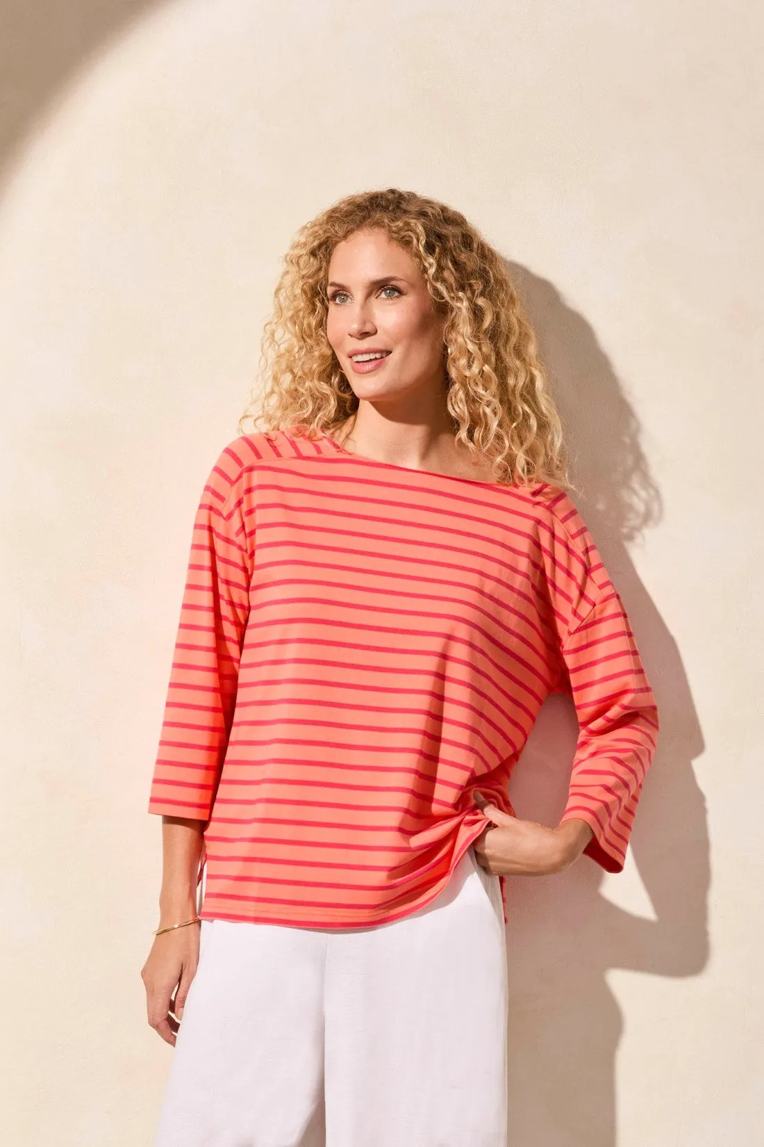 Stripe Jersey Boat Neck Top-Coralsky sold by Tribal product image thumbnail 2