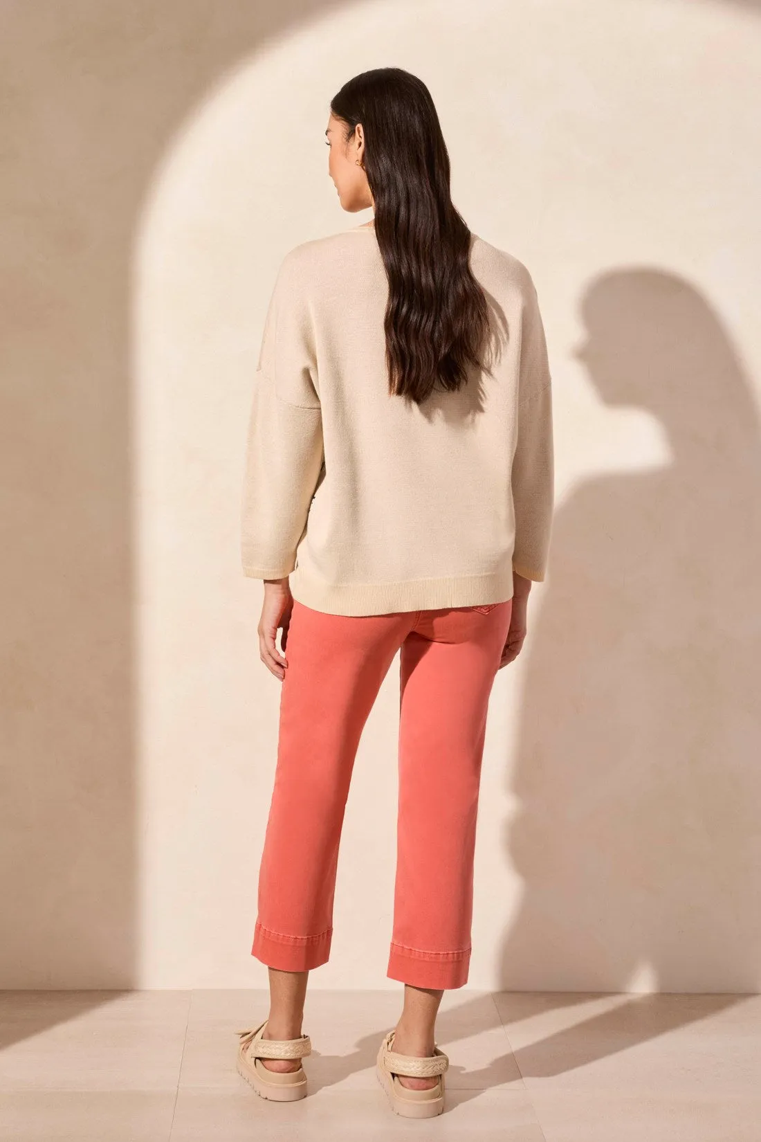 Floral Three-Quarter Sleeve Crewneck Sweater-Safari sold by Tribal product image thumbnail 4