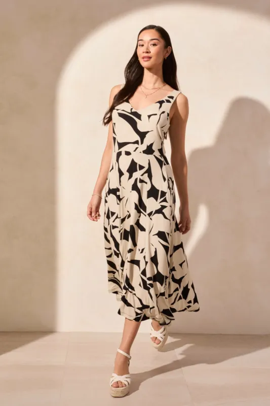 Printed Sleeveless High Low Dress-Safari sold by Tribal