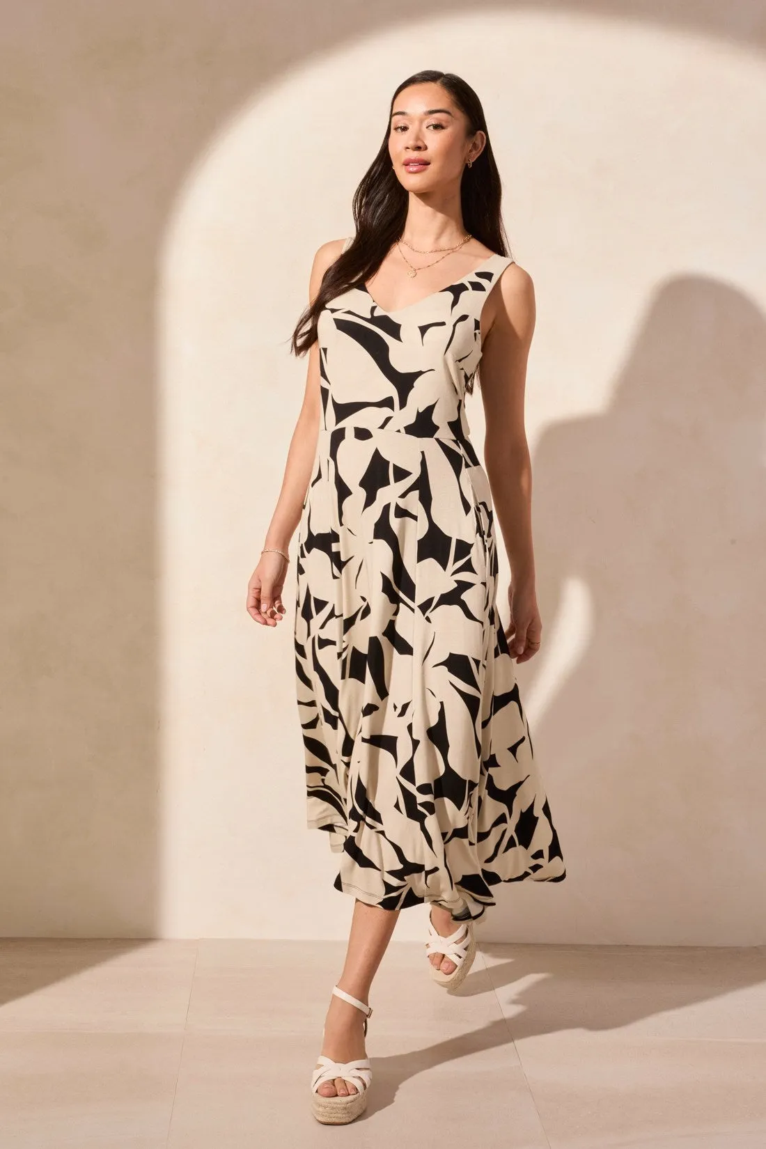 Printed Sleeveless High Low Dress-Safari sold by Tribal