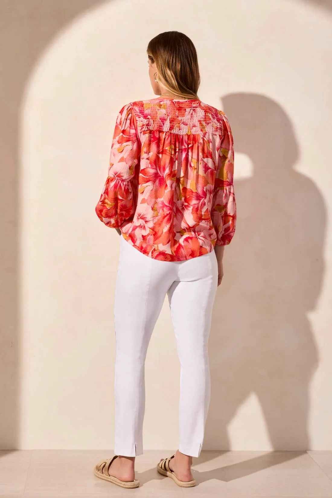 Jacquard Smocked-Yoke Three-Quarter Sleeve Blouse-Coralsky sold by Tribal product image thumbnail 4