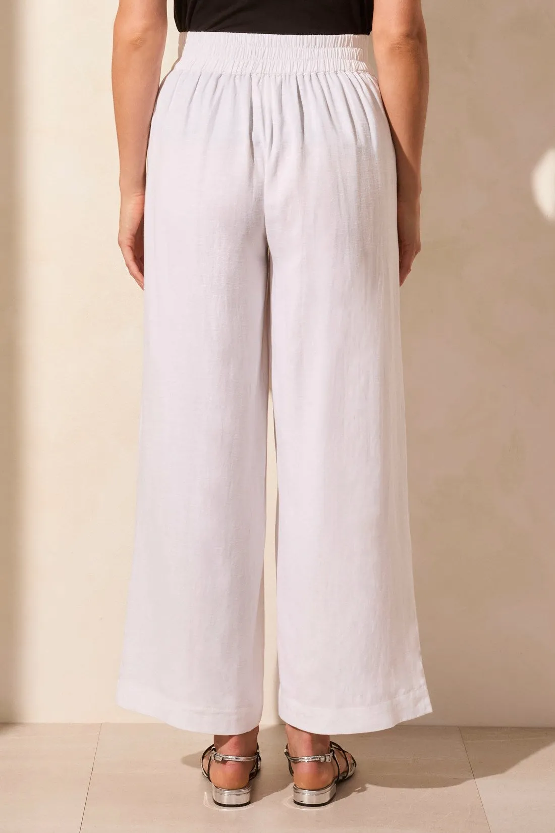 Linen Blend Ankle Pant With Hem Vent-White sold by Tribal product image thumbnail 3