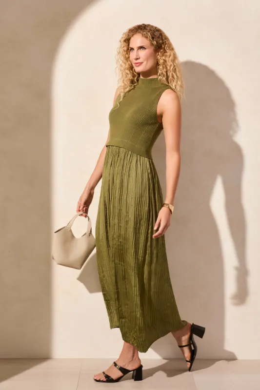 Sleeveless Twofer Maxi Dress-Loden sold by Tribal