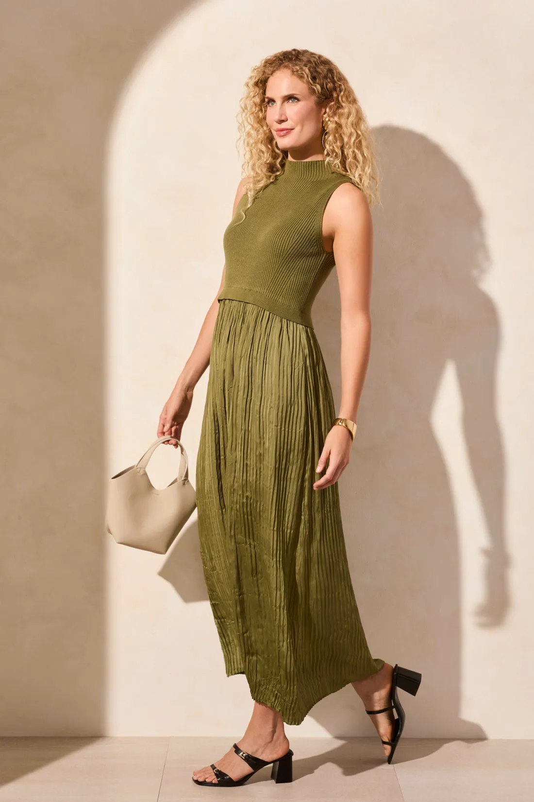 Sleeveless Twofer Maxi Dress-Loden sold by Tribal