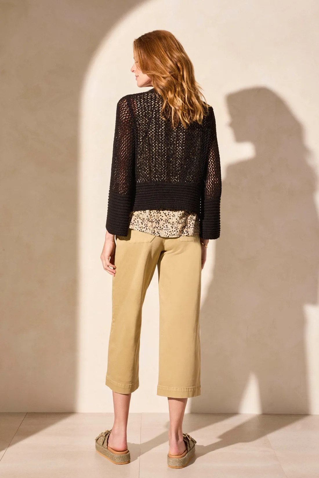 Bell Sleeve Open Stitch Cardigan-Black sold by Tribal product image thumbnail 4