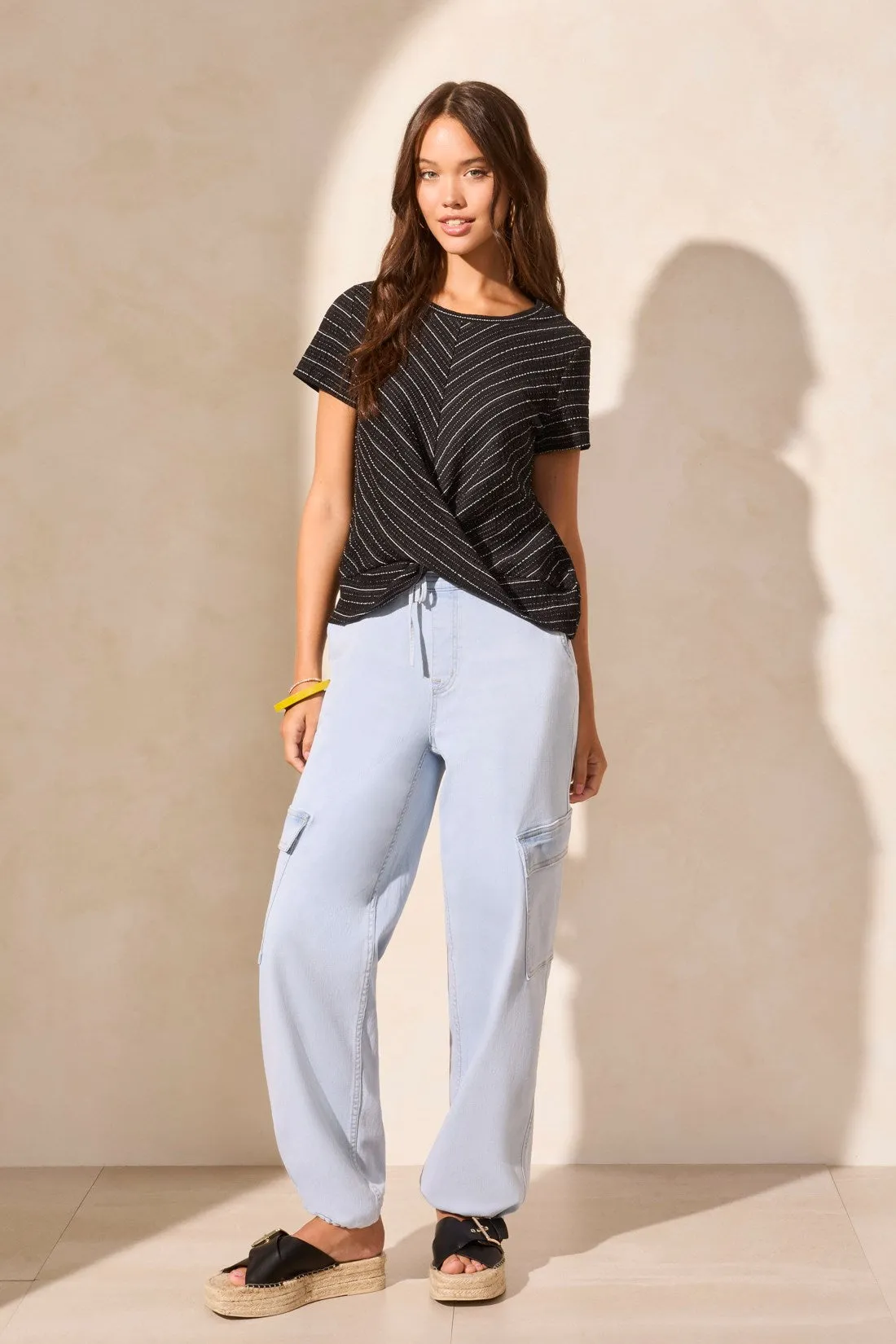 Textured Knotted Crew Neck Shirt-Black sold by Tribal product image thumbnail 2