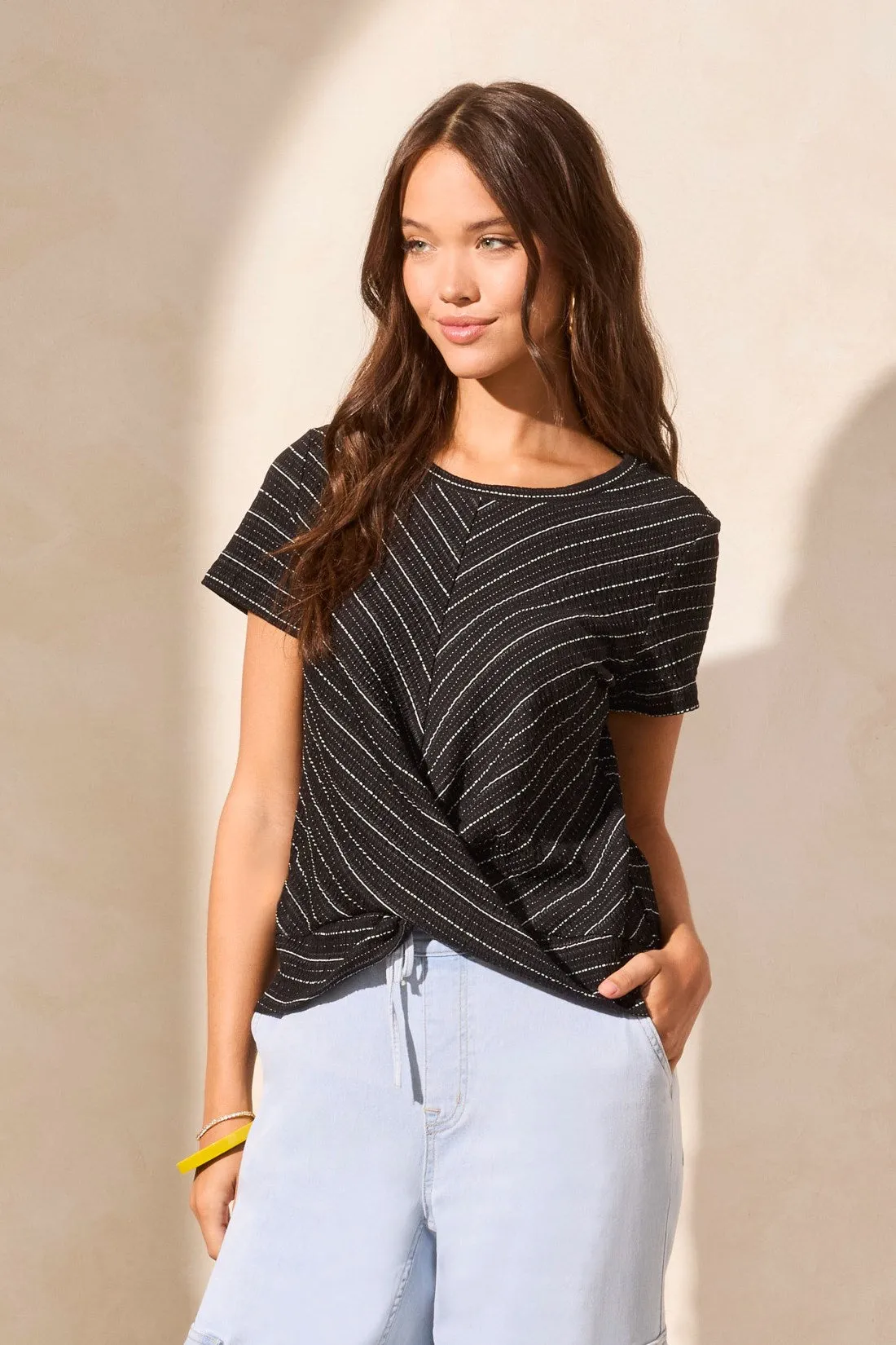 Textured Knotted Crew Neck Shirt-Black sold by Tribal product image thumbnail 3