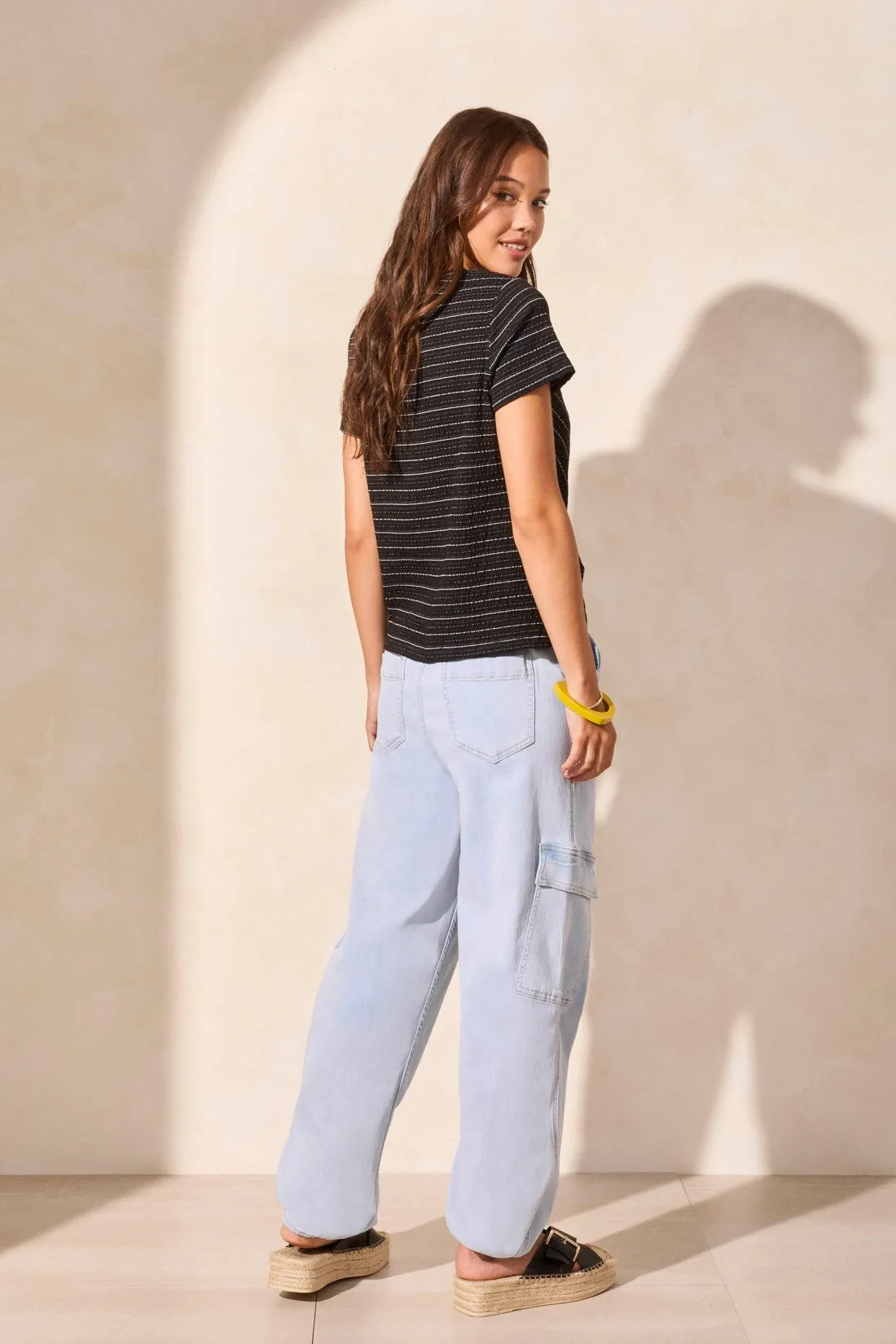 Textured Knotted Crew Neck Shirt-Black sold by Tribal product image thumbnail 4