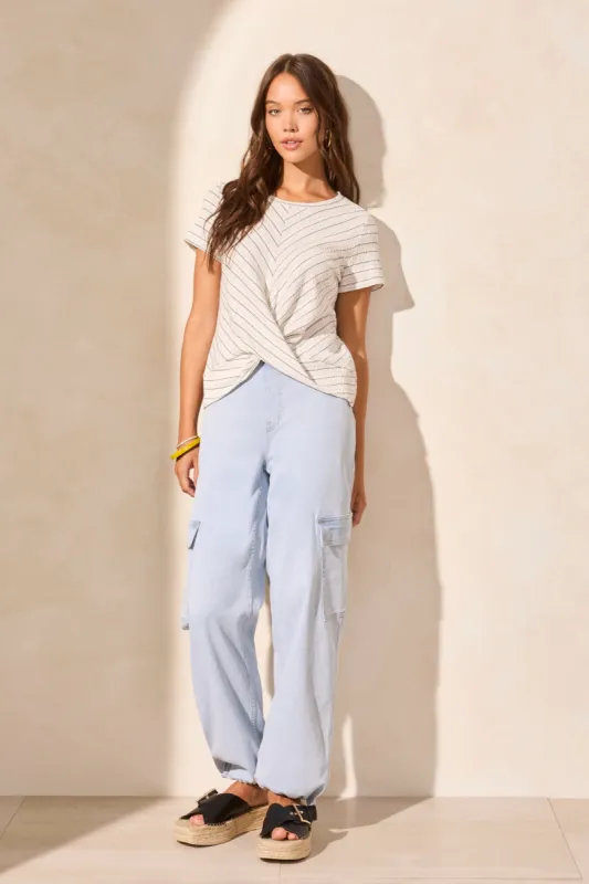 Textured Knotted Crew Neck Shirt-Cocomilk sold by Tribal