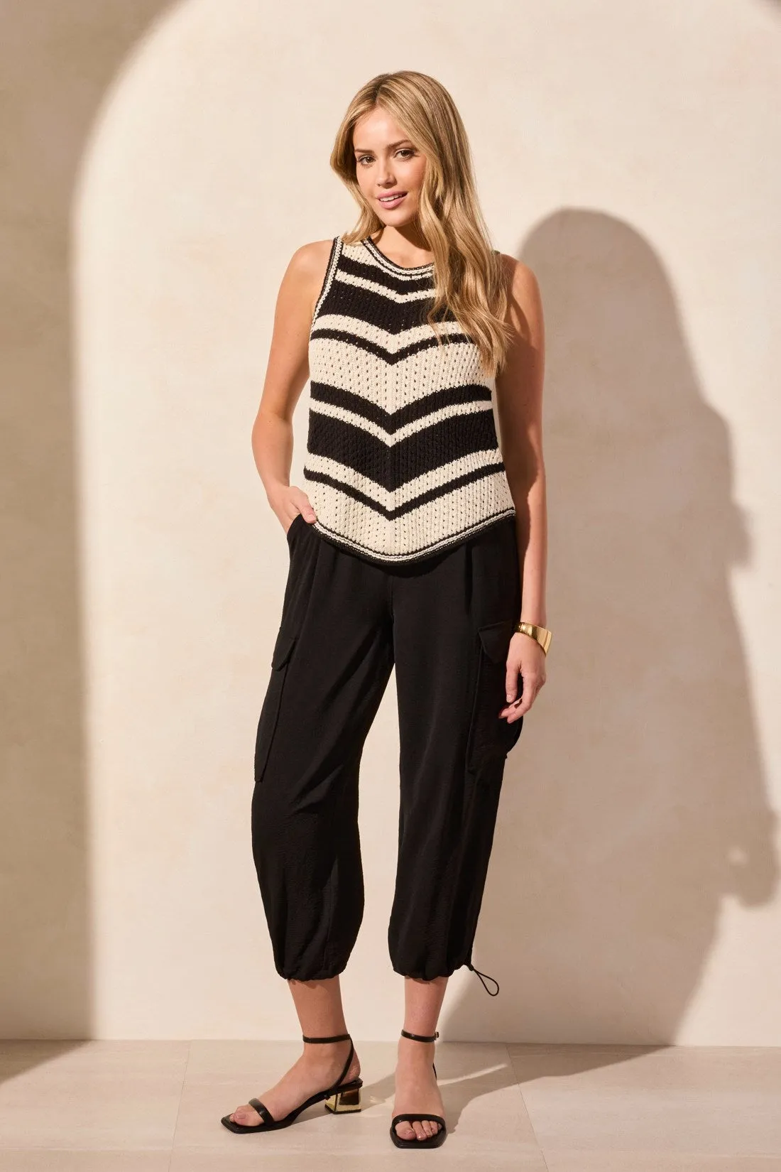 Sleeveless Crew Neck Cotton Sweater-Black sold by Tribal product image thumbnail 2