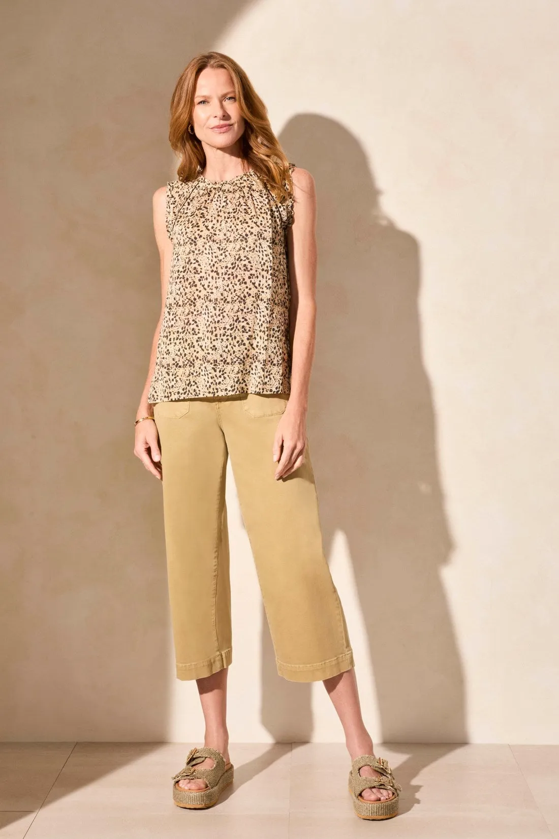 Printed Sleeveless Blouse With Crochet Trim-Soft Tan sold by Tribal product image thumbnail 2