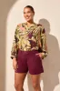 Audrey Mid-Rise Pleated Wide-Leg Shorts-Maroon sold by Tribal
