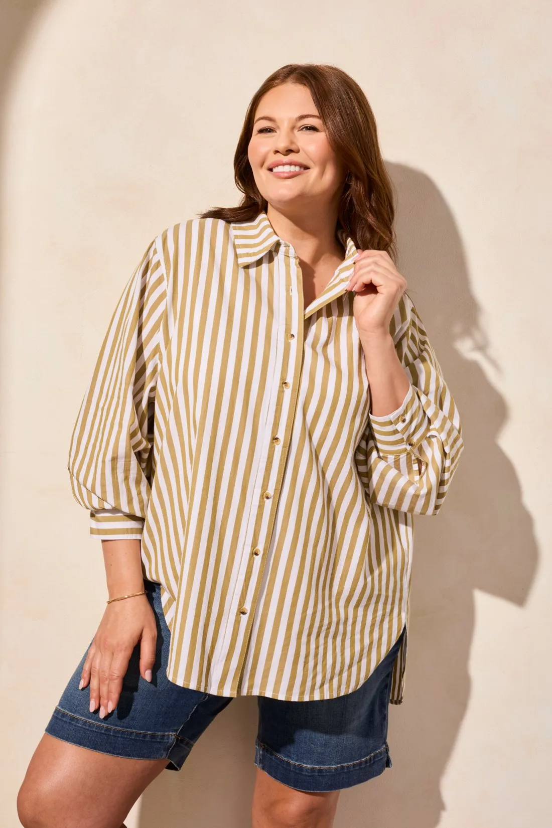 Stripe Button-Front Shirt-Greenmoss sold by Tribal product image thumbnail 2