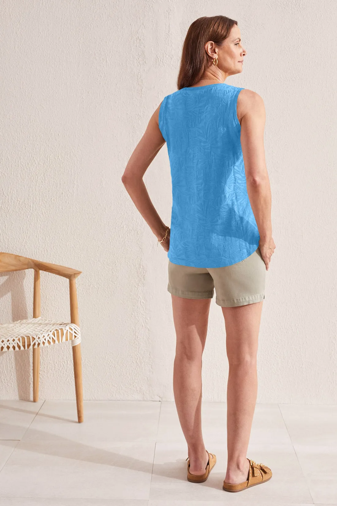 Textured V-Neck Tank With Side Slits-Deep Sea sold by Tribal product image thumbnail 4