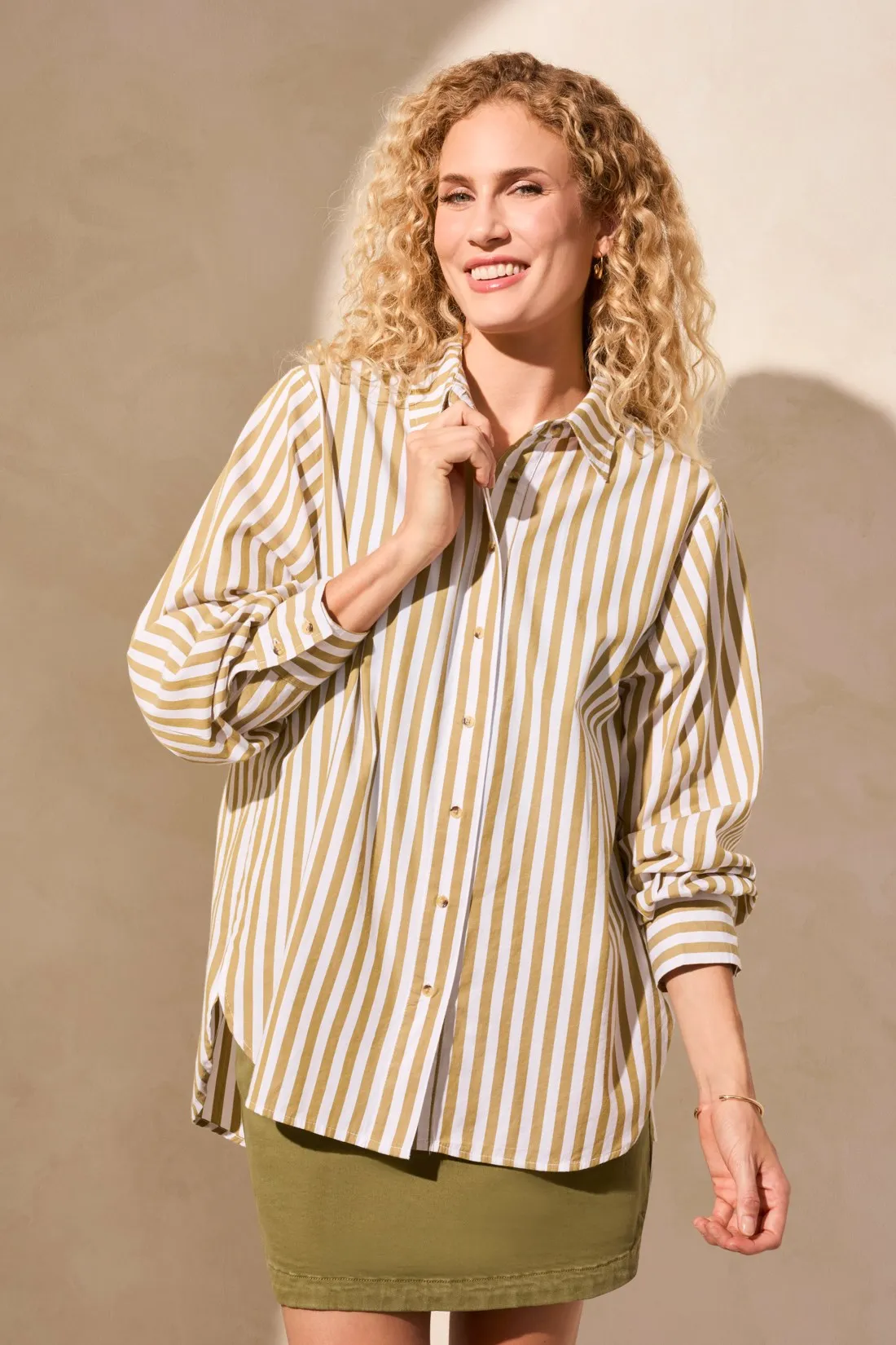 Stripe Button-Front Shirt-Greenmoss sold by Tribal product image thumbnail 3