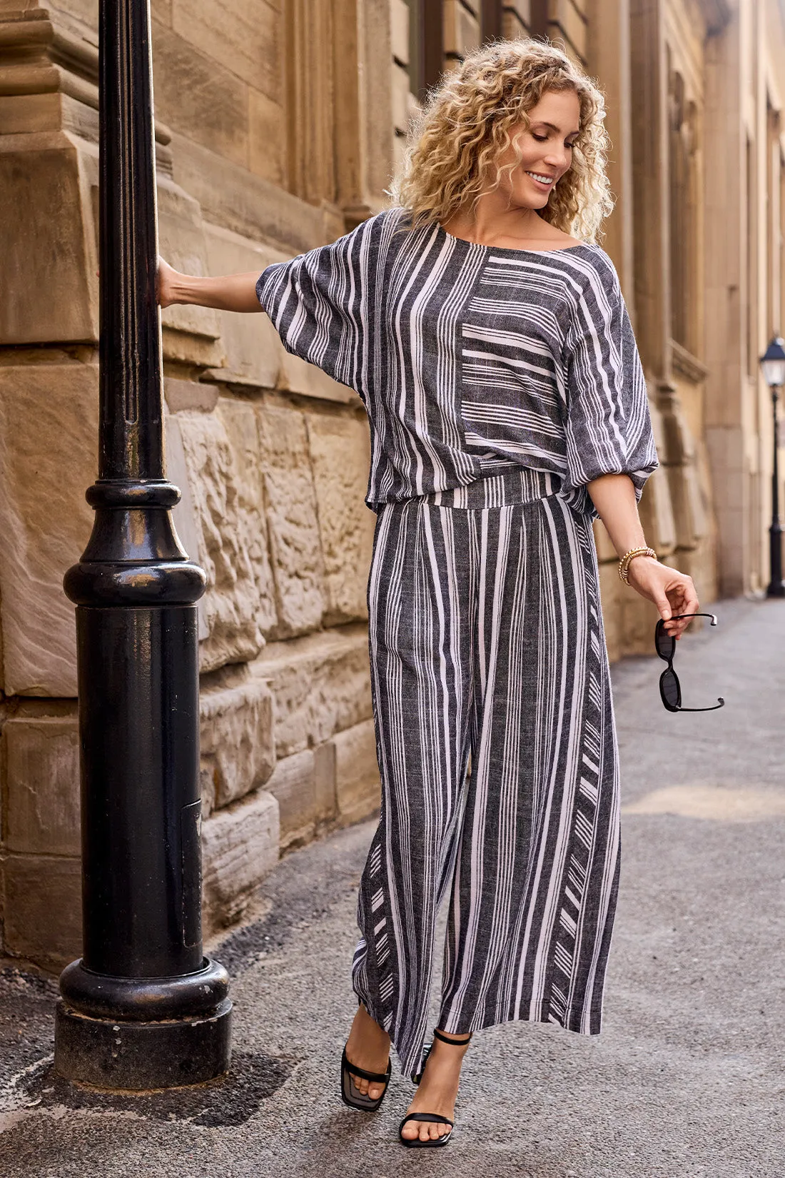 Dolman Sleeve Boatneck Top-Black sold by Tribal