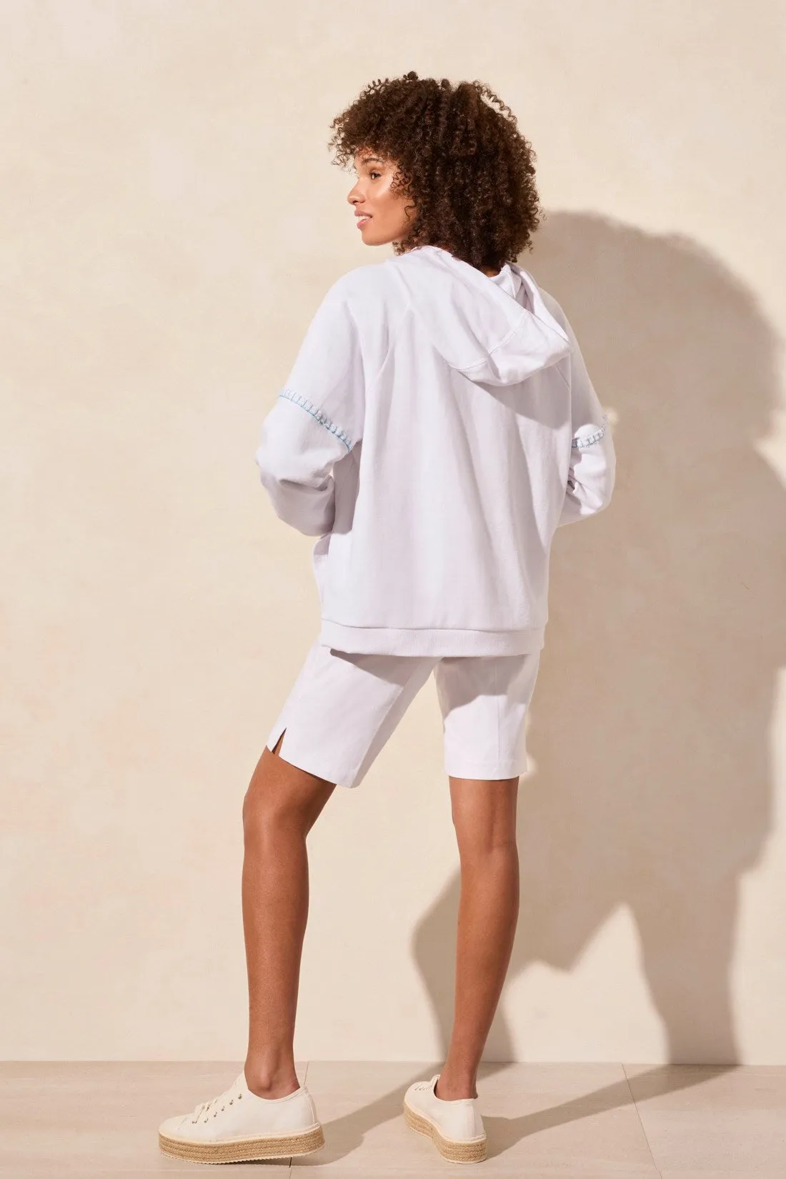 French Terry Contrast-Stitch Long-Sleeve Hoody-White sold by Tribal product image thumbnail 4