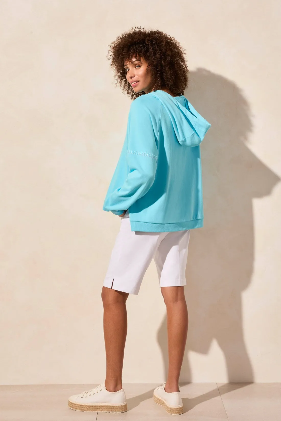 French Terry Contrast-Stitch Long-Sleeve Hoody-Aqua sold by Tribal product image thumbnail 4