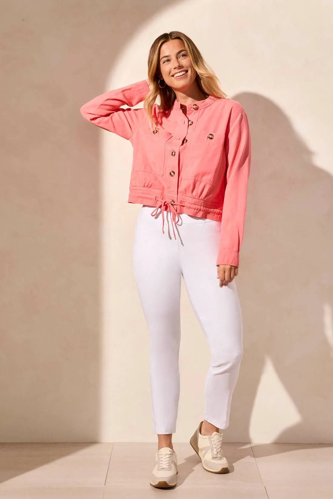 Button-Front Coat With Drawcord Hem-Coralsky sold by Tribal