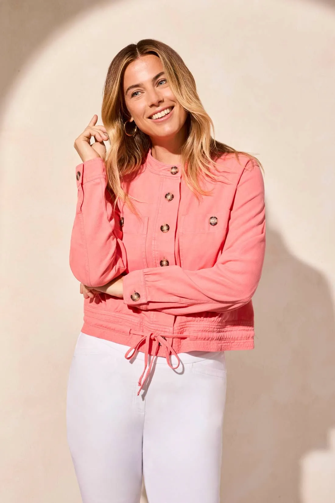 Button-Front Coat With Drawcord Hem-Coralsky sold by Tribal product image thumbnail 3