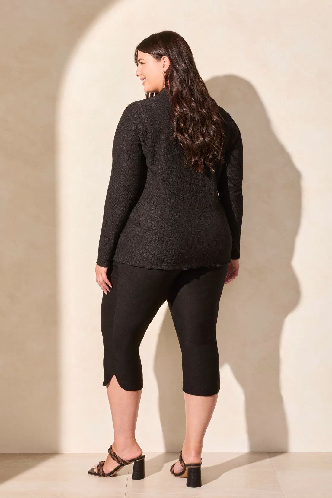 Crinkle Knit Button-Front Loose Shirt-Black sold by Tribal product image thumbnail 4