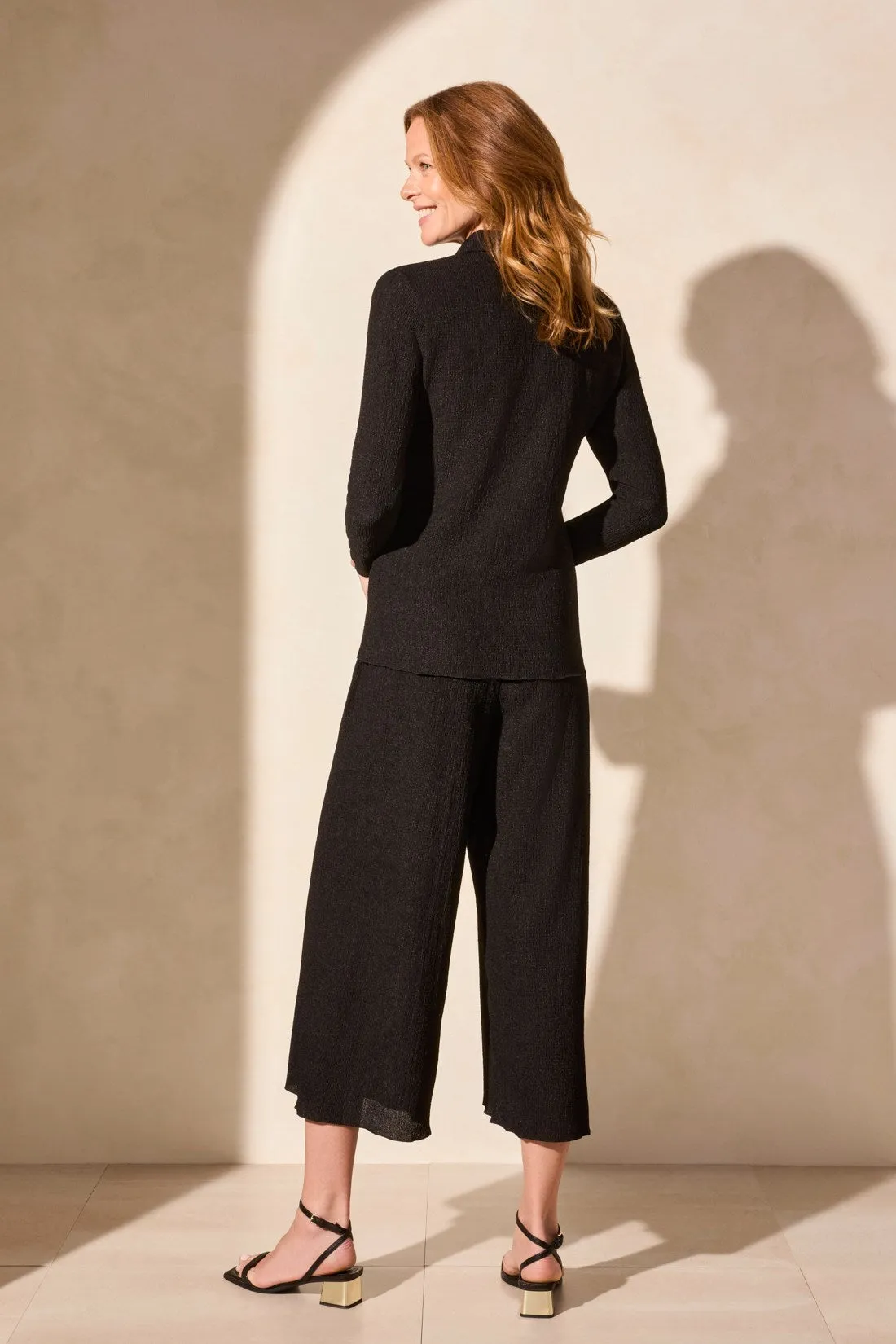 Crinkle Knit Button-Front Loose Shirt-Black sold by Tribal product image thumbnail 4